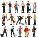 Maxbell 16x Realistic PVC People Figurines Farmer with Animal Model Kids Educational