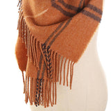 Women Cashmere Scotland Oversized Blanket Wool Scarf Shawl Wrap Dark Orange