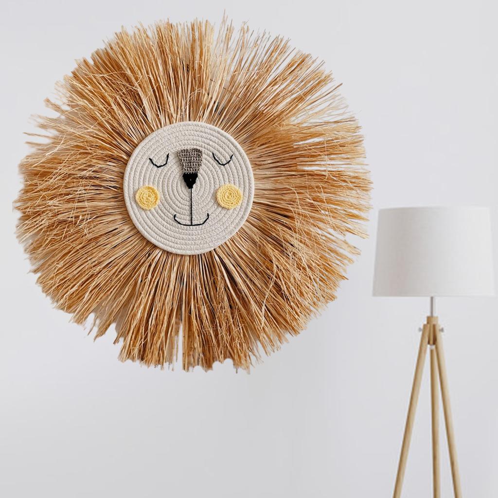 Maxbell  Woven Cartoon Straw Wall Hanging Decoration Rattan Tapestry Ornaments M05