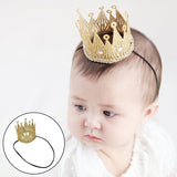 Crown Headband Baby Girl Boy lady Photo Prop Crown Elastic Headbands Golden