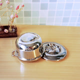 Mini Soup Pot Miniature Kitchen Alloy Pot with Lid for Layout Scene Decor A