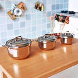 Mini Soup Pot Miniature Kitchen Alloy Pot with Lid for Layout Scene Decor D