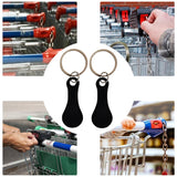 Shopping Trolley Key Stainless Steel Token Keyring Swivel Lobster Clasp Coin Black