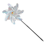 Maxbell Whirl Reflective Pinwheel Wind Spinner Sparkly Silver for Farm Garden Yard