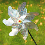 Maxbell Whirl Reflective Pinwheel Wind Spinner Sparkly Silver for Farm Garden Yard