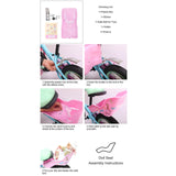 Maxbell Doll Seat Basket with Safely Belt Decor Gift with Decal for Kids Bicycle Pink