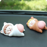 Maxbell Funny Car Interior Ornament Doll Cartoon Doll Toy for Holiday Windowsill Toy Brown