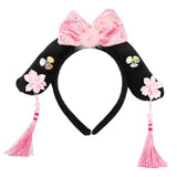 Maxbell Chinese Ancient Headband Headpiece Dress up for Carnival Cosplay Photo Props Pink Bowknot