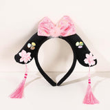Maxbell Chinese Ancient Headband Headpiece Dress up for Carnival Cosplay Photo Props Pink Bowknot