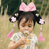Maxbell Chinese Ancient Headband Headpiece Dress up for Carnival Cosplay Photo Props Pink Bowknot