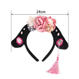 Maxbell Chinese Ancient Headband Headpiece Dress up for Carnival Cosplay Photo Props Pink Rose
