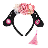 Maxbell Chinese Ancient Headband Headpiece Dress up for Carnival Cosplay Photo Props Pink Rose