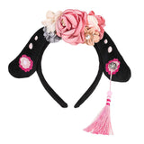 Maxbell Chinese Ancient Headband Headpiece Dress up for Carnival Cosplay Photo Props Pink Rose