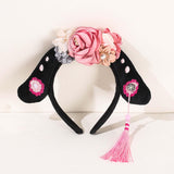 Maxbell Chinese Ancient Headband Headpiece Dress up for Carnival Cosplay Photo Props Pink Rose