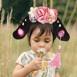 Maxbell Chinese Ancient Headband Headpiece Dress up for Carnival Cosplay Photo Props Pink Rose