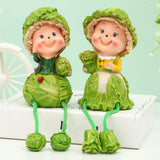 Maxbell 2Pcs Lovely Hanging Foot Doll Sculpture Resin Statue Figurine for Wedding Cabbage Doll