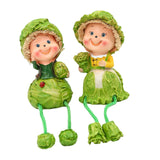 Maxbell 2Pcs Lovely Hanging Foot Doll Sculpture Resin Statue Figurine for Wedding Cabbage Doll