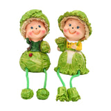 Maxbell 2Pcs Lovely Hanging Foot Doll Sculpture Resin Statue Figurine for Wedding Cabbage Doll