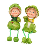 Maxbell 2Pcs Lovely Hanging Foot Doll Sculpture Resin Statue Figurine for Wedding Cabbage Doll