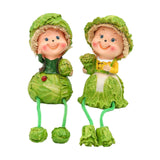 Maxbell 2Pcs Lovely Hanging Foot Doll Sculpture Resin Statue Figurine for Wedding Cabbage Doll