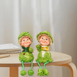 Maxbell 2Pcs Lovely Hanging Foot Doll Sculpture Resin Statue Figurine for Wedding Cabbage Doll