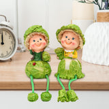 Maxbell 2Pcs Lovely Hanging Foot Doll Sculpture Resin Statue Figurine for Wedding Cabbage Doll