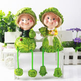 Maxbell 2Pcs Lovely Hanging Foot Doll Sculpture Resin Statue Figurine for Wedding Cabbage Doll