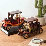 Maxbell Classic Car Model Wooden Decoration Gift Creative Craftwork for Desk Shop Medium Green