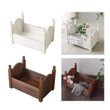 Maxbell Photo Props Wood Bed Photography Fittings Ornament Wooden for Studio Props White