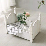 Maxbell Photo Props Wood Bed Photography Fittings Ornament Wooden for Studio Props White