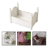 Maxbell Photo Props Wood Bed Photography Fittings Ornament Wooden for Studio Props White