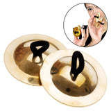 Maxbell 2 Pieces Finger Cymbal Brass Tribal Dancing Cymbal Instrument for Evening Golden