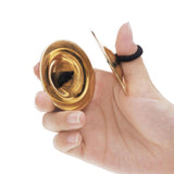 Maxbell 2 Pieces Finger Cymbal Brass Tribal Dancing Cymbal Instrument for Evening Golden