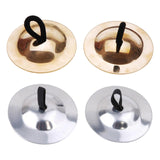 Maxbell 2 Pieces Finger Cymbal Brass Tribal Dancing Cymbal Instrument for Evening Golden