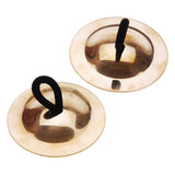 Maxbell 2 Pieces Finger Cymbal Brass Tribal Dancing Cymbal Instrument for Evening Golden