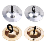 Maxbell 2 Pieces Finger Cymbal Brass Tribal Dancing Cymbal Instrument for Evening Golden