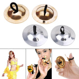 Maxbell 2 Pieces Finger Cymbal Brass Tribal Dancing Cymbal Instrument for Evening Golden
