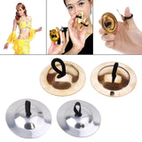 Maxbell 2 Pieces Finger Cymbal Brass Tribal Dancing Cymbal Instrument for Evening Golden