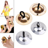 Maxbell 2 Pieces Finger Cymbal Brass Tribal Dancing Cymbal Instrument for Evening Golden