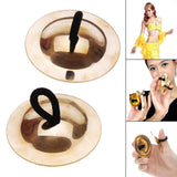 Maxbell 2 Pieces Finger Cymbal Brass Tribal Dancing Cymbal Instrument for Evening Golden