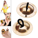 Maxbell 2 Pieces Finger Cymbal Brass Tribal Dancing Cymbal Instrument for Evening Golden