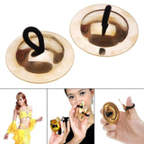 Maxbell 2 Pieces Finger Cymbal Brass Tribal Dancing Cymbal Instrument for Evening Golden