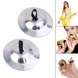 Maxbell 2 Pieces Finger Cymbal Brass Tribal Dancing Cymbal Instrument for Evening Silver