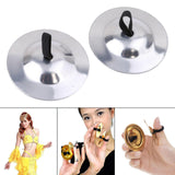 Maxbell 2 Pieces Finger Cymbal Brass Tribal Dancing Cymbal Instrument for Evening Silver