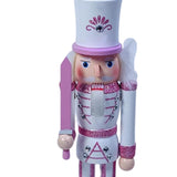 Maxbell Nutcrackers Figures Sparkle 30cm Wooden Unique for bedroom pink cane