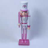 Maxbell Nutcrackers Figures Sparkle 30cm Wooden Unique for bedroom pink cane