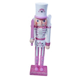 Maxbell Nutcrackers Figures Sparkle 30cm Wooden Unique for bedroom pink cane