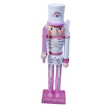 Maxbell Nutcrackers Figures Sparkle 30cm Wooden Unique for bedroom pink cane