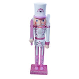 Maxbell Nutcrackers Figures Sparkle 30cm Wooden Unique for bedroom pink cane