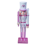 Maxbell Nutcrackers Figures Sparkle 30cm Wooden Unique for bedroom pink cane